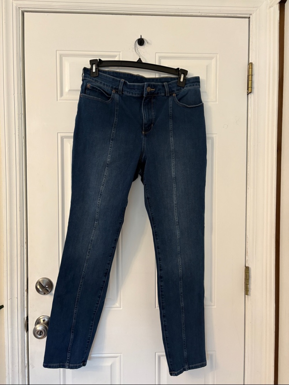 Duluth Trading Co Jeans Size 14 Women's Jean-Netics High Rise Slim Leg Blue